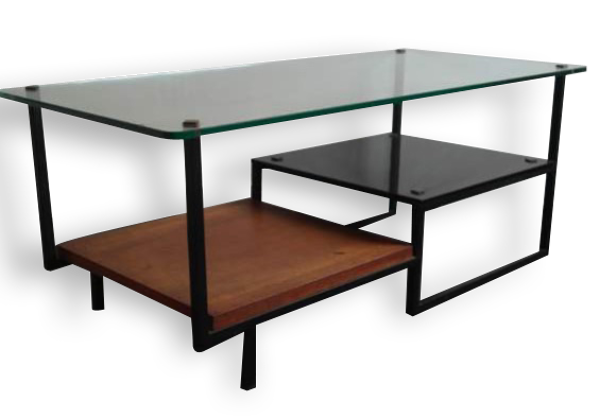 Table basse vintage verre années 50 60