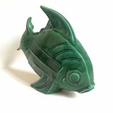 Green ceramic fish lejan art deco width 40 cm