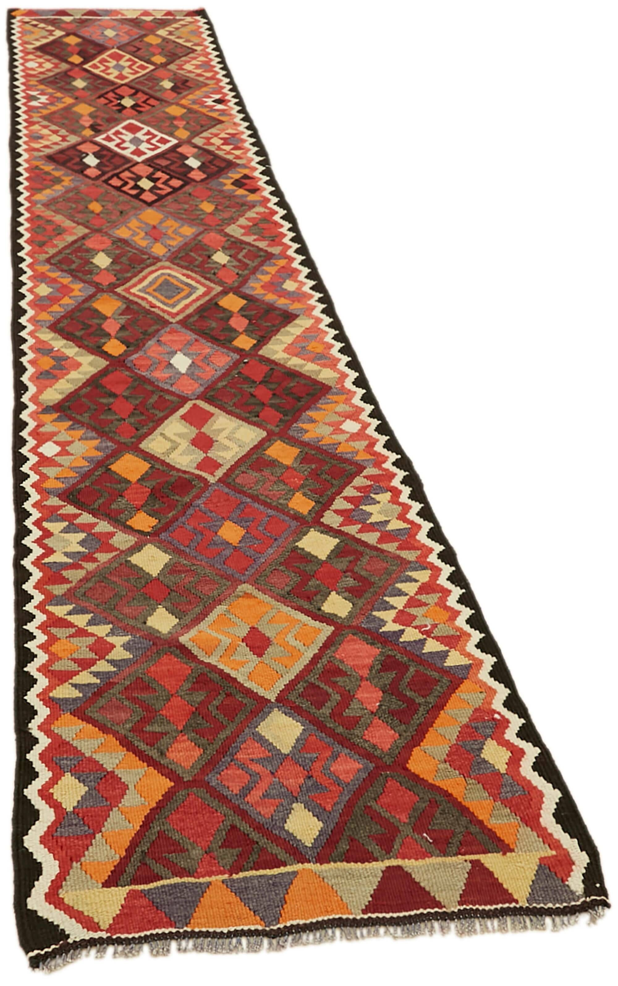 Turkish Handwoven Vintage Herki Kilim 80 cm x 400 cm