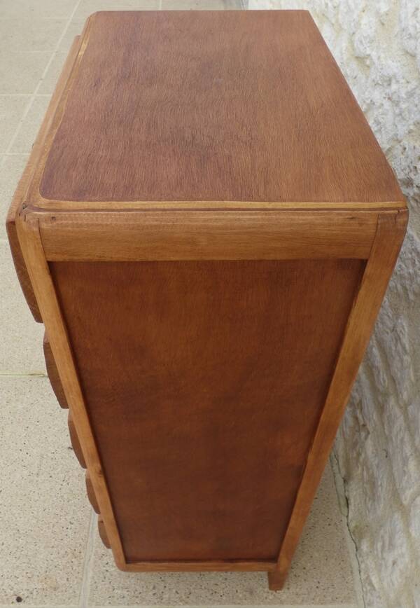 Art Deco 5-drawer chiffonier in solid wood with brass knobs – Fully restored