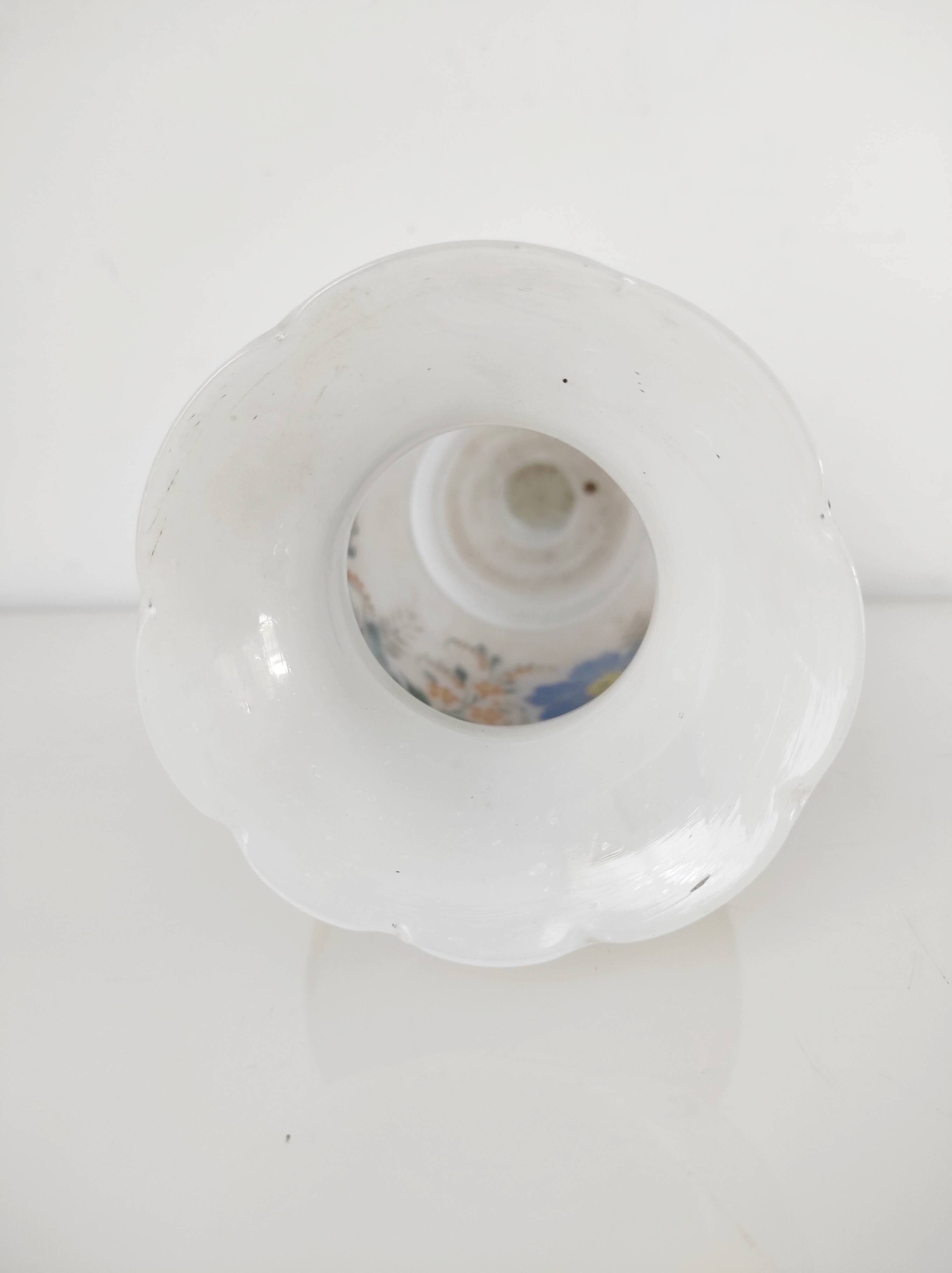 Opaline glass vase with hand-painted flowers, 1900