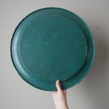 Metal serving tray with hand-painted floral decoration in a country flea market style