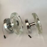 Pair of Mid-Century Wall Sconces in Glass and Chrome