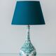 Vintage Royal Delft Ceramic Table Lamp, Rare Teal Delvert Glaze, New Lampshade