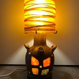 Accolay ceramic lamp with original lampshade, 1960s
