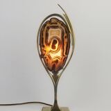 Lampe 1970 en laiton et agate attribuée à Willy Daro