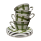 4 coffee cups Green and white checkered wolf grinders