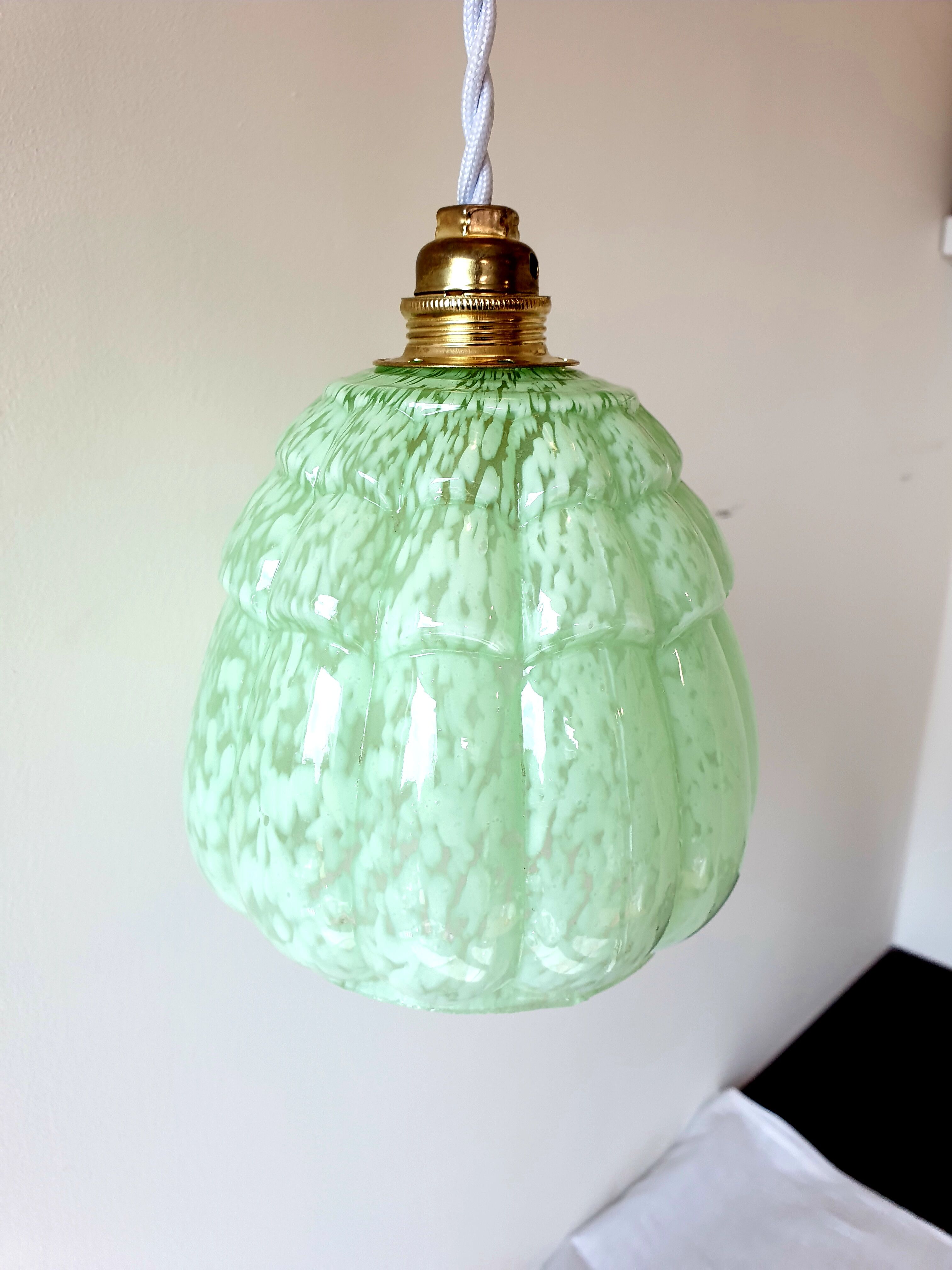 Balladeuse lamp glass of clichy green year 1940