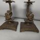Pair of candlesticks with bronze dolphins