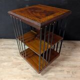 Revolving bookcase in mahogany and marquetry