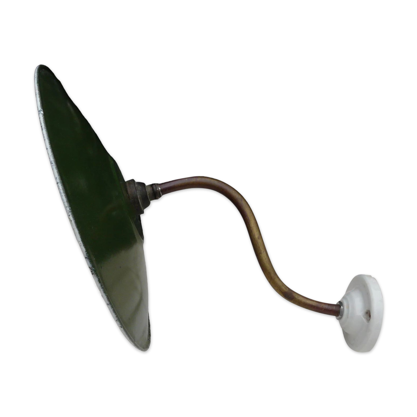 Industrial wall lamp in gooseneck sheet porcelain base