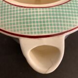 Large capacity pourer and two cups in old earthenware, model Isoard de Salins, 1950
