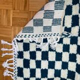 Tapis beni ouraine bleu carré fait main