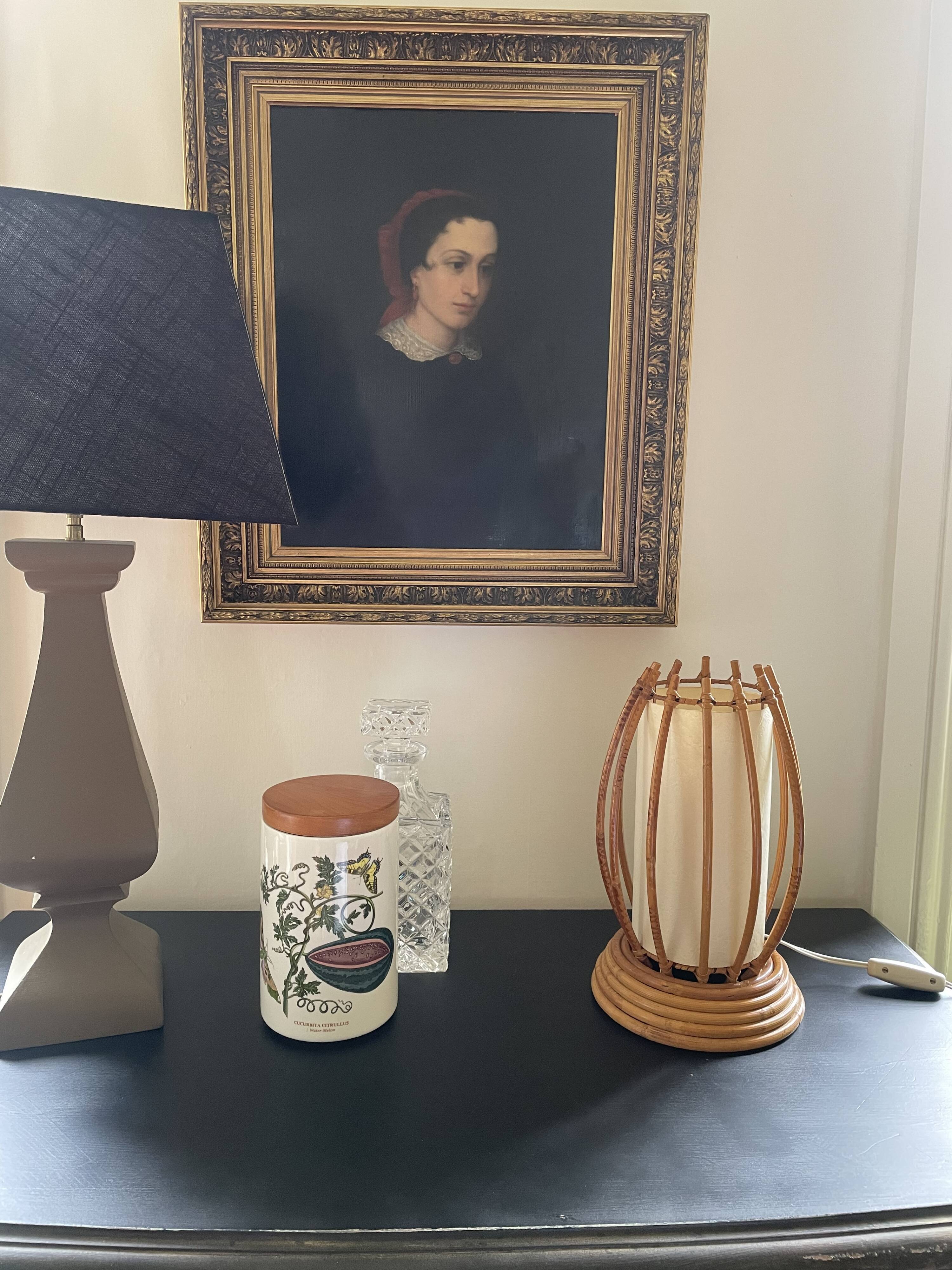 Rattan and bamboo lamp by Louis Sognot 1960