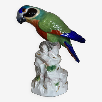 19th century Saxony porcelain parrot signed