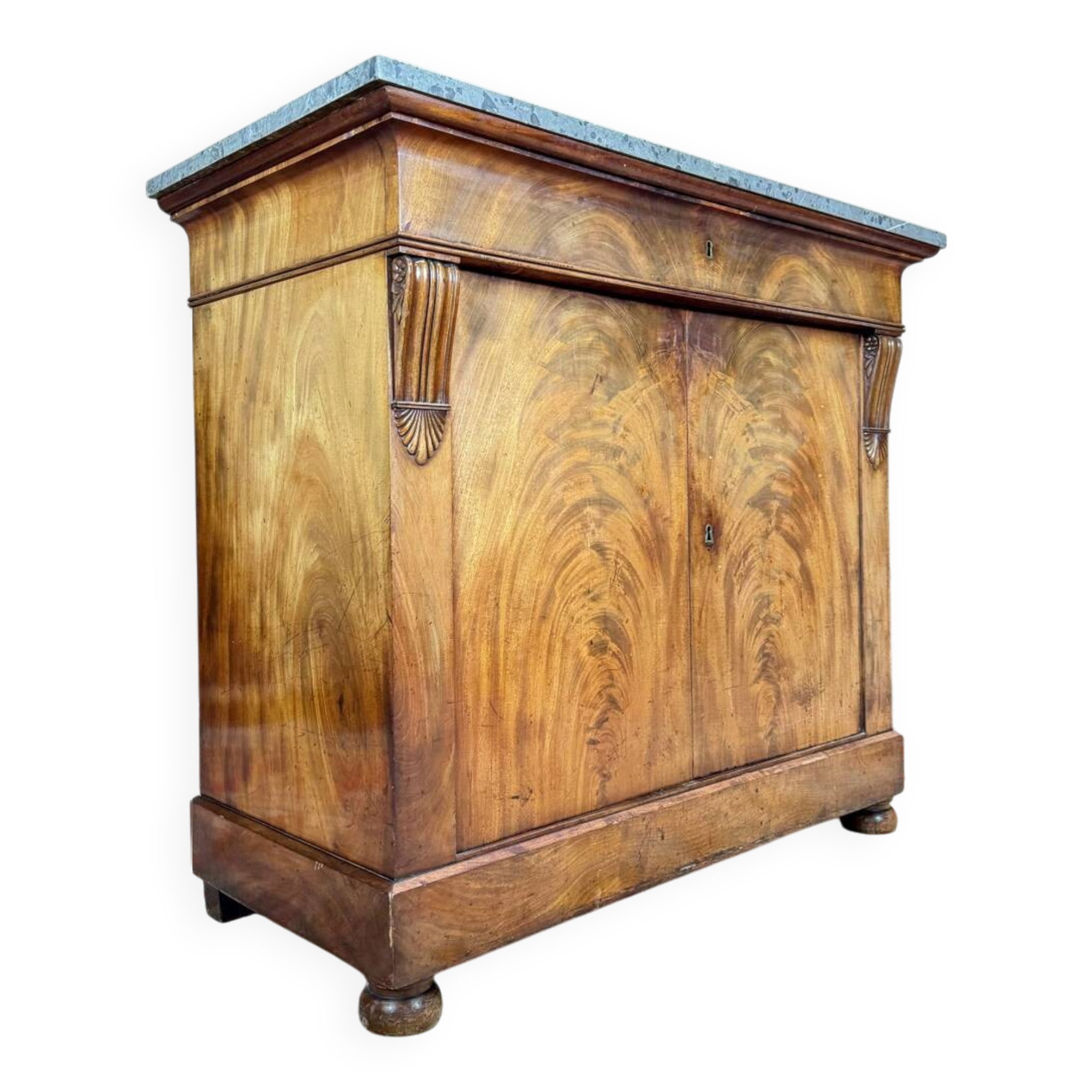 19th Century Restoration Period Flamed Mahogany Sideboard with Crosses