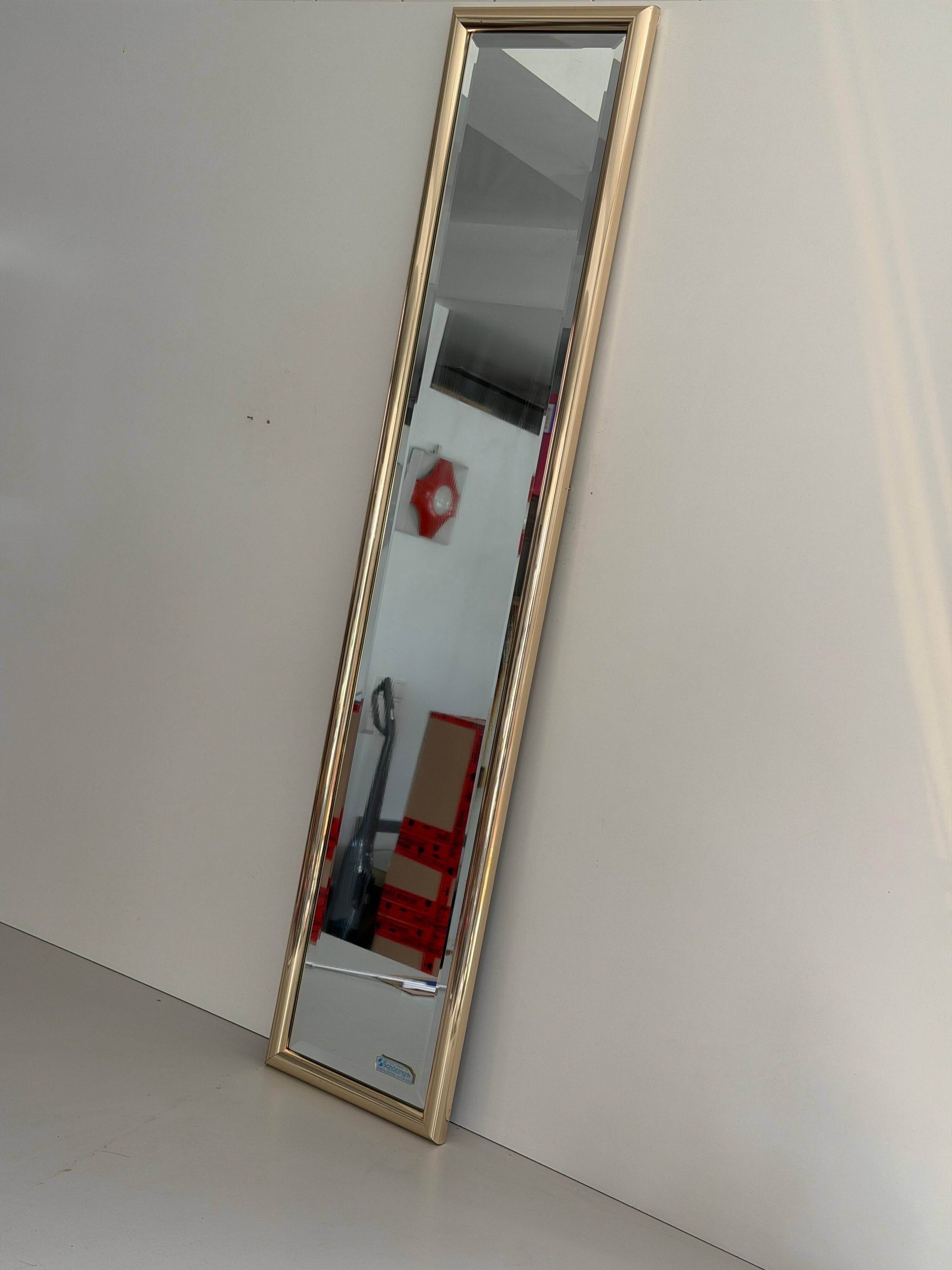 Rectangular wall mirror with a gold metal frame by Schöninger, 1970s, Germany.