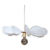 12-blade propeller suspension in rattan and white linen