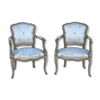 Pair of Louis XV style convertible armchairs