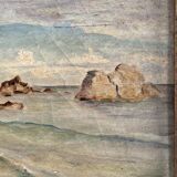 Huile sur toile représentant une côte rocheuse début XXe