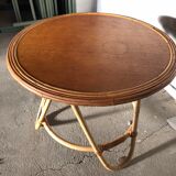 Table basse en rotin vintage