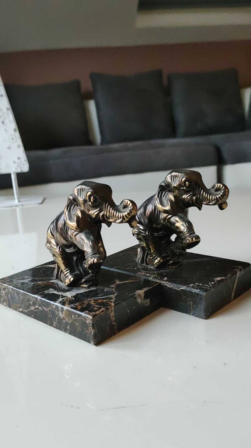 Serre-livres Décoratifs En Bois Noir ébonisé – Forme D'éléphants