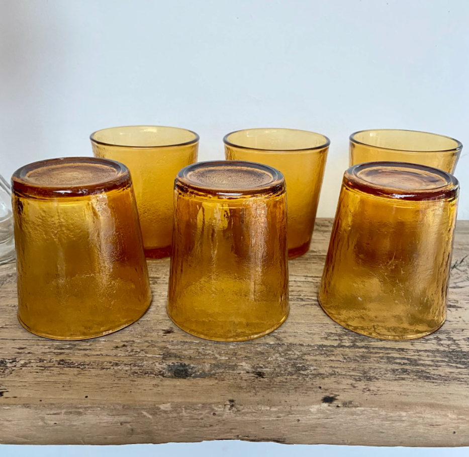 Lot de 6 verres ambrés Lever vintage