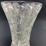 Large cut crystal vase richly decorated Bohemia