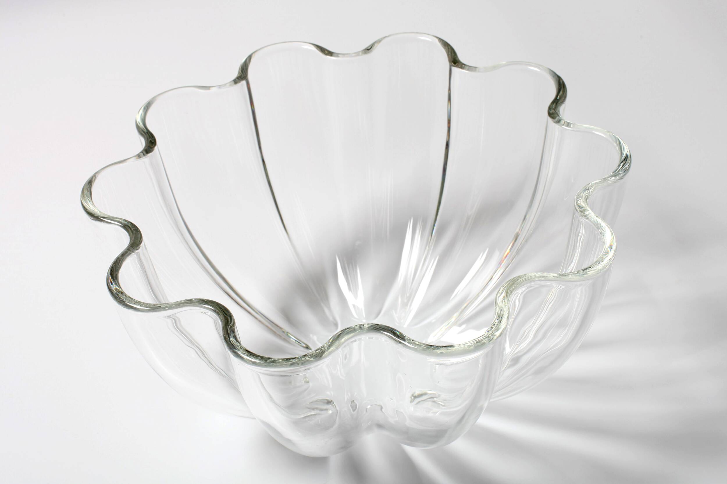 Villeroy and BVoch Large Crystal Salad Bowl: Scalloped Neptun Design, 2000s