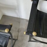Pair of leather “curule” emperor armchairs