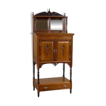 19th-Century Small Walnut Cabinet with the Motif of Sunflowers attributed to George Davis, 1890s