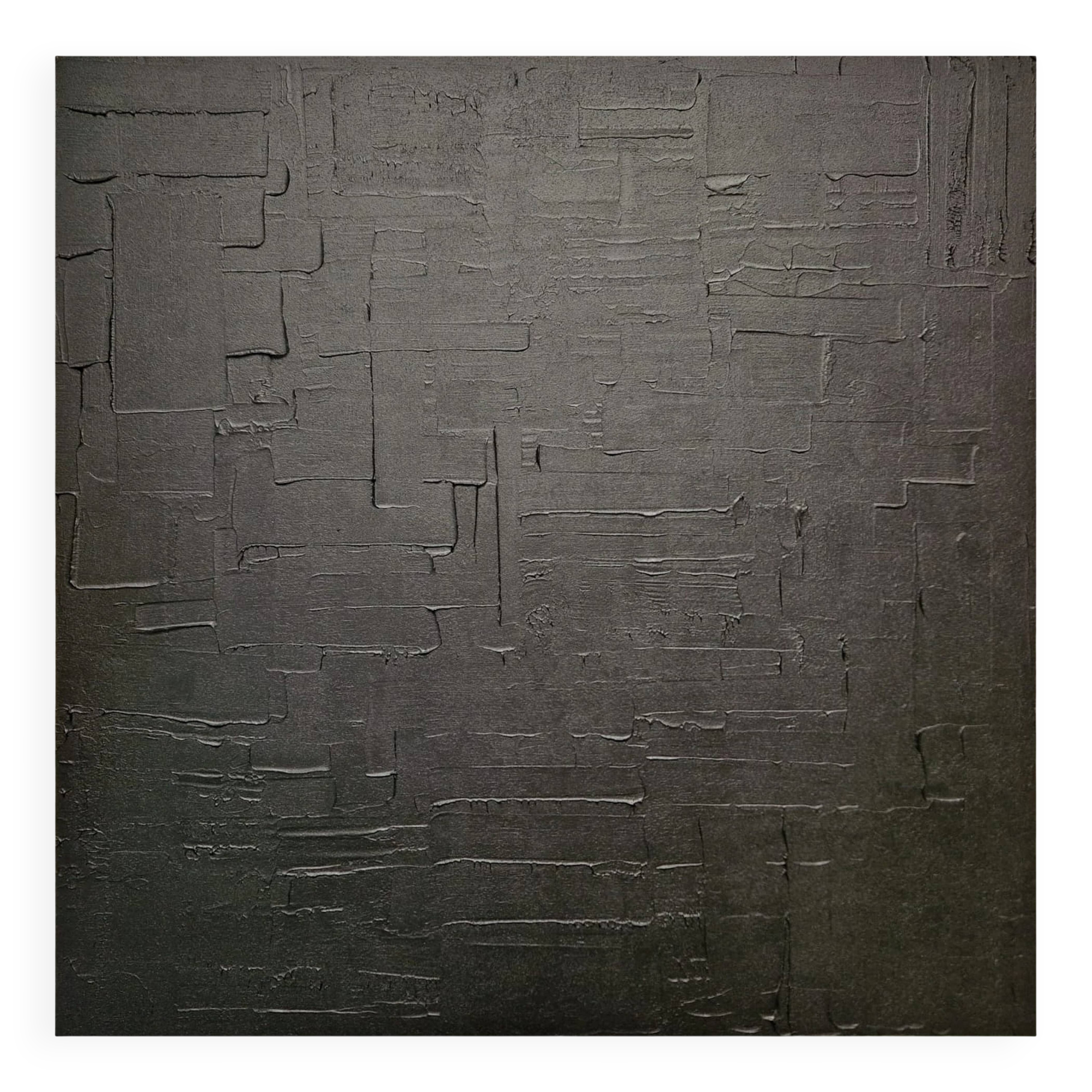 Monochrome black minimalist abstract painting