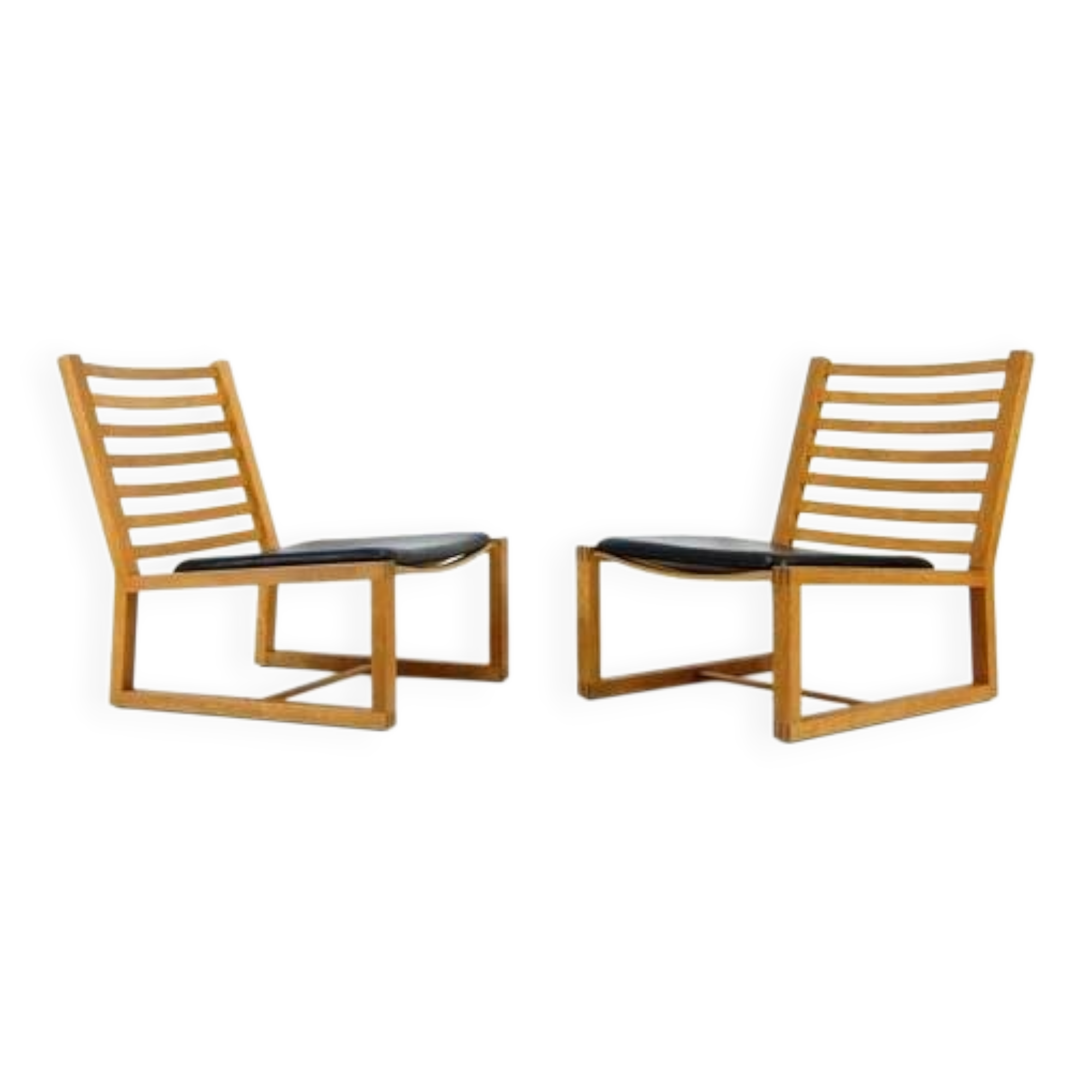PAIR Retro Vintage Danish Design Oak Easy Chair Lounge Armchair Mid Century