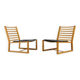 PAIR Retro Vintage Danish Design Oak Easy Chair Lounge Armchair Mid Century