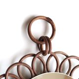 Rattan flower mirror, 1970s - 26 cm