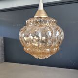 Vintage amber moulded glass pendant - Ref 888