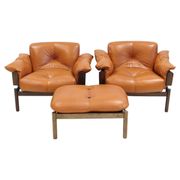 MP-13 armchair set by Percival Lafer in cognac leather.