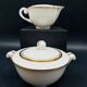 Limoges porcelain A. Vignaud sugar bowl and milk jug with gold trim