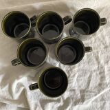 Khaki ceramic mugs England, 70s
