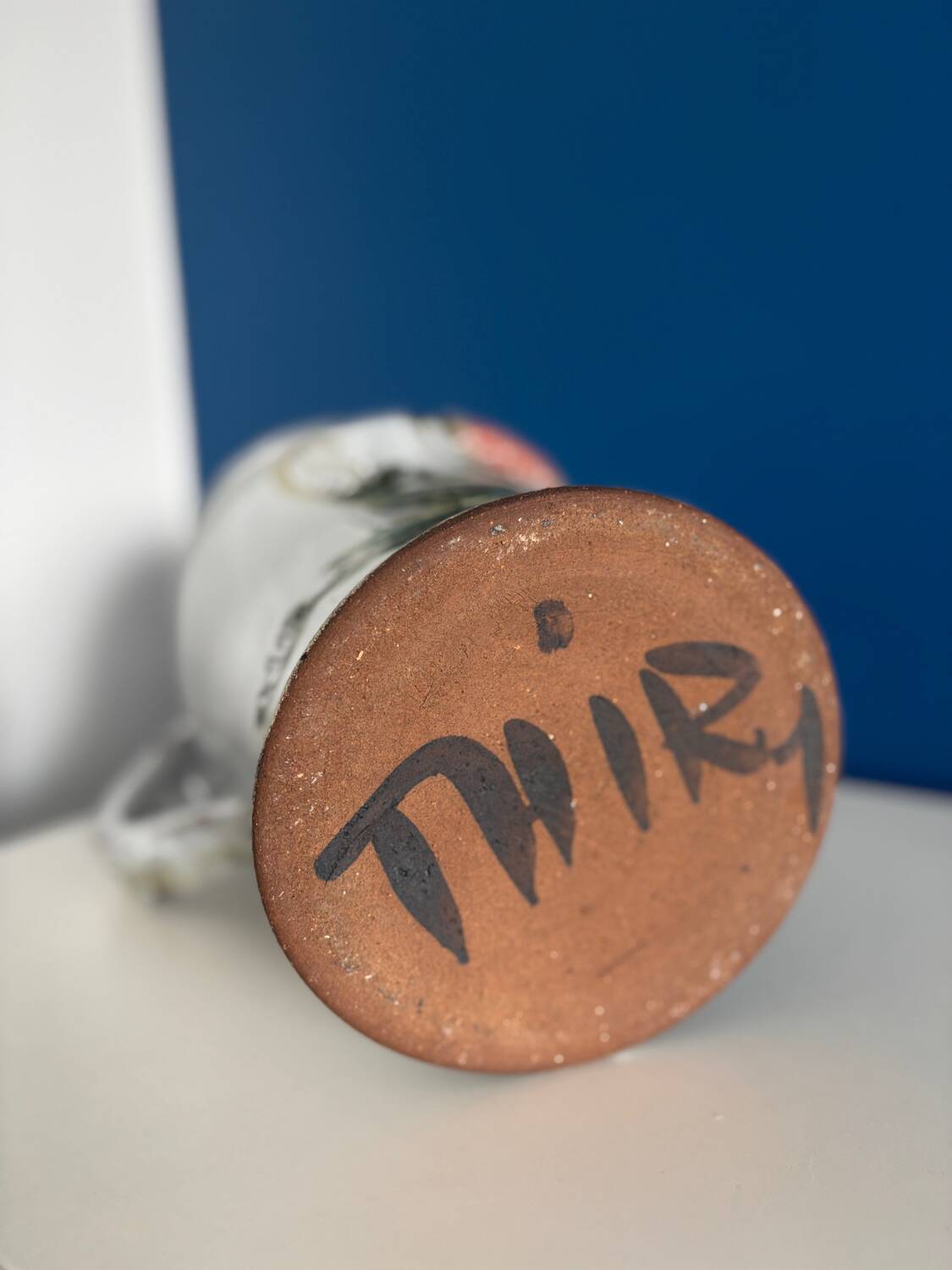 Large vintage ceramic vase by Thiry Albert | Floral decoration in r