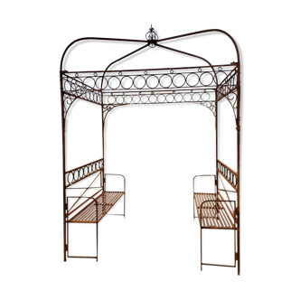 Gloriette / iron garden pergola with 2 benches