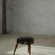 Danish oak tripod stool from the early 20th century with leather fringe, 1930s.