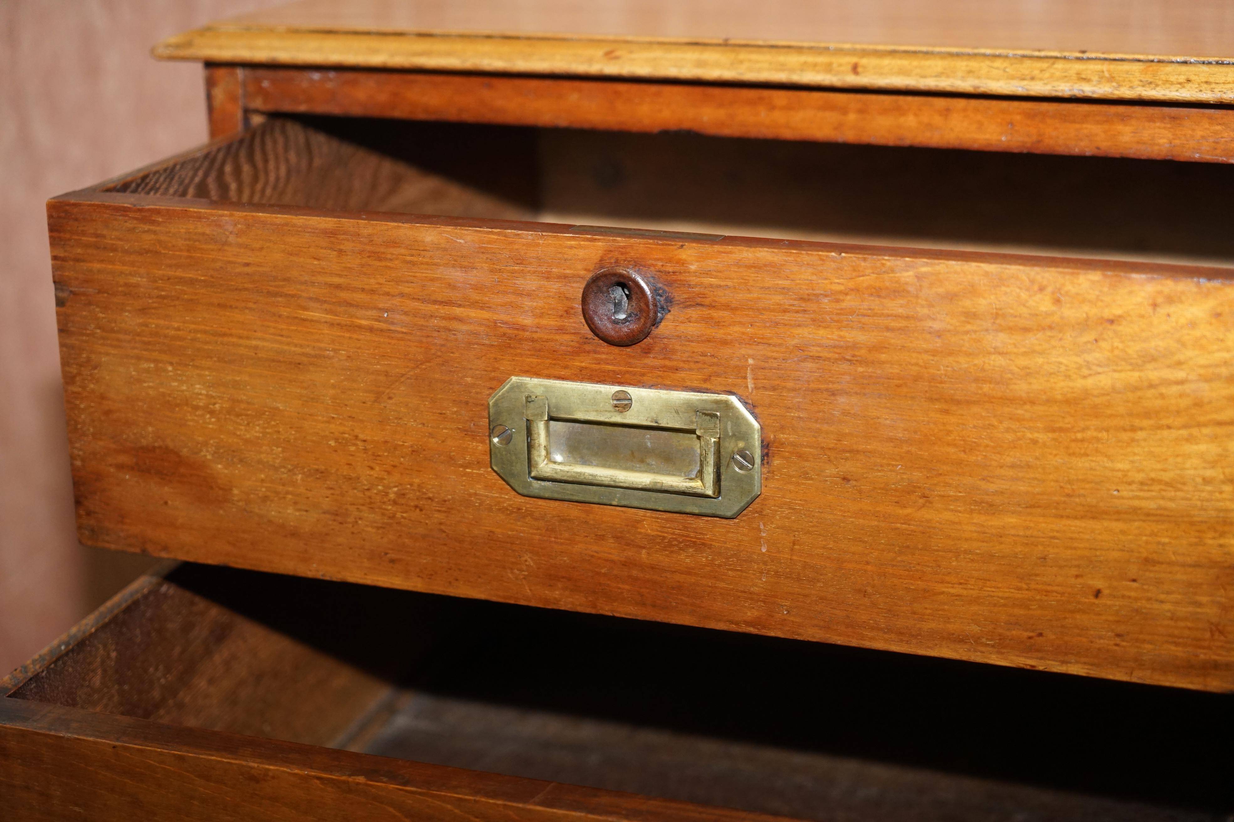 Victorian military commode in patinated walnut.