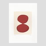 Collection of 4 red abstract paintings on paper signed Eawy