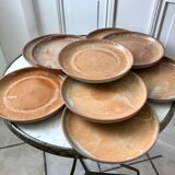 Set of 9 flat plates in artisanal sandstone 70s