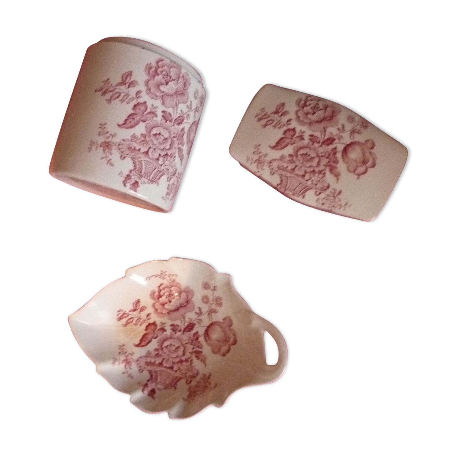 Set 3 pieces vintage set English porcelain CROWN DEVON