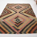 Orange Black Turkish Kilim Rug 170x259Cm SK 35353