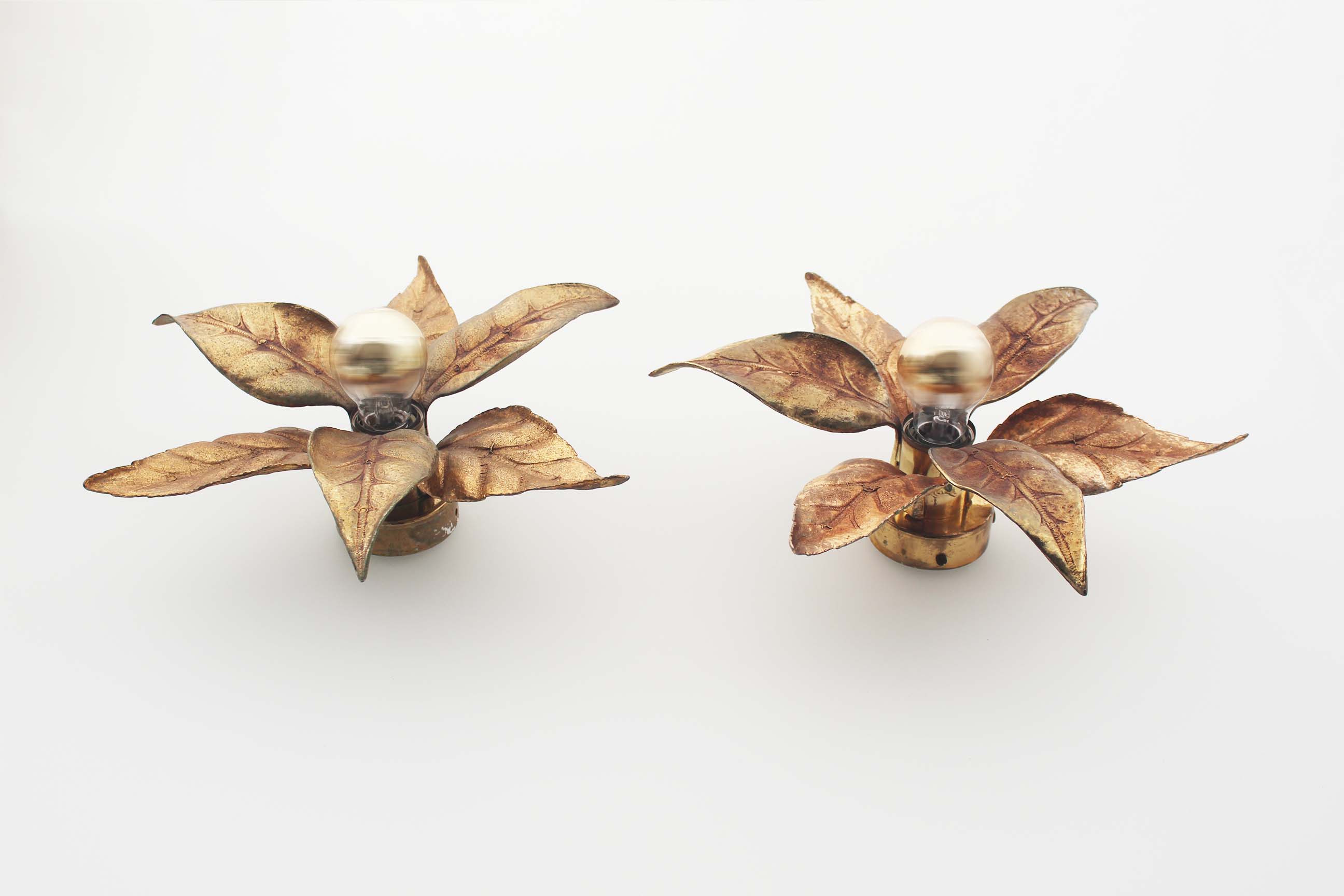 Set of brass ‘floral’ wall sconces