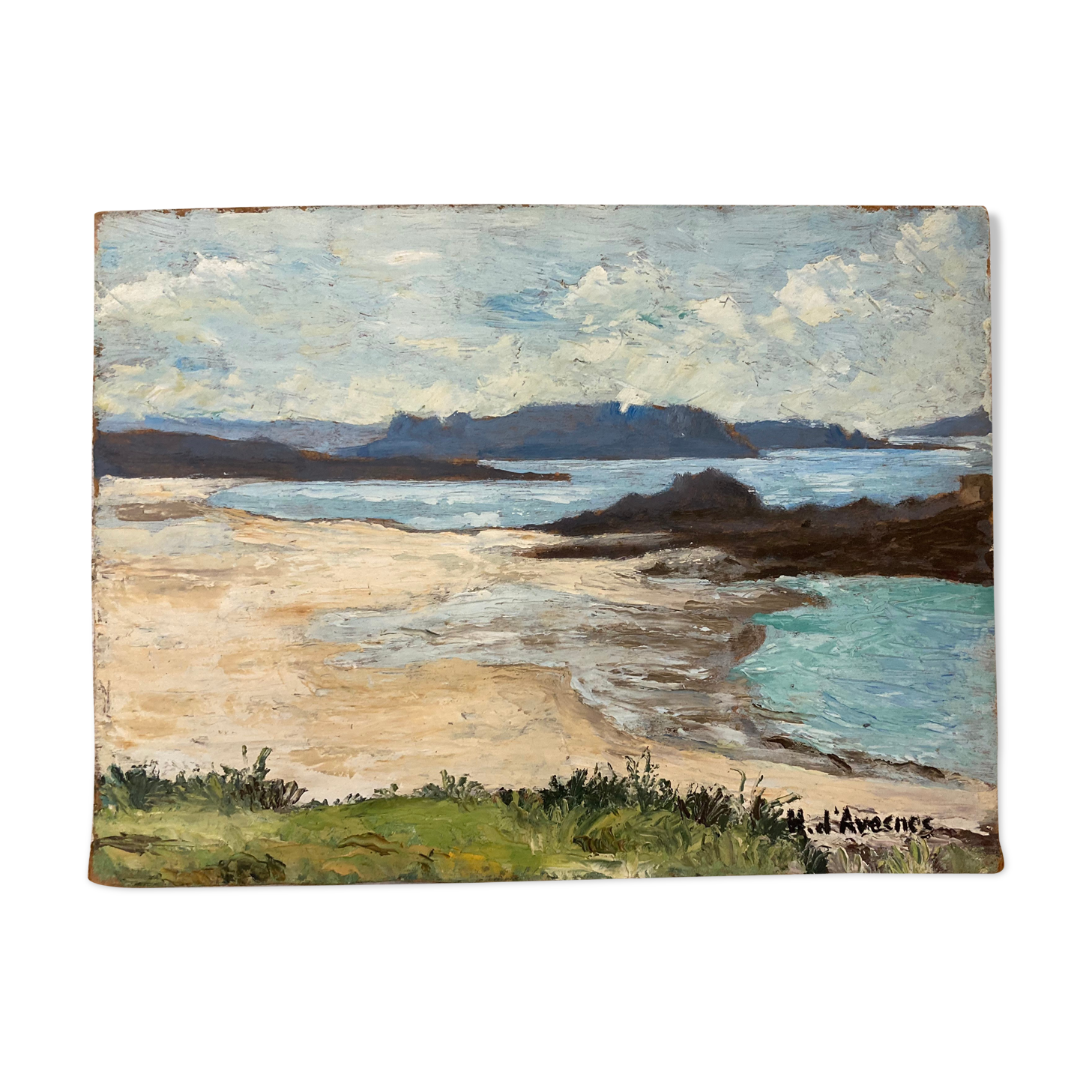 Peinture bord de mer vintage