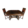 Table and its chairs henri ii gothic walnut